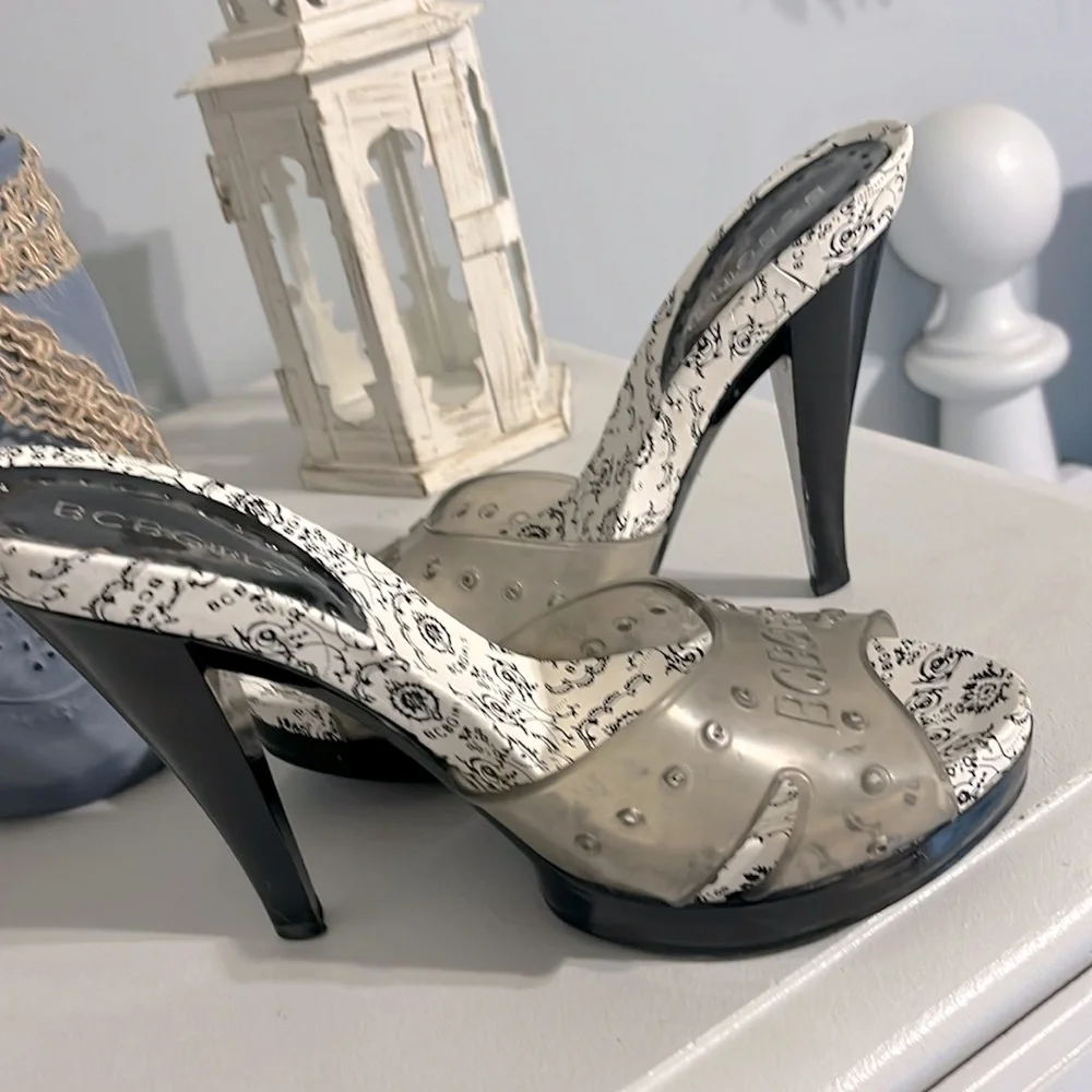 BCBG High Heels Slip On Shoes Open Toe Stilletto
